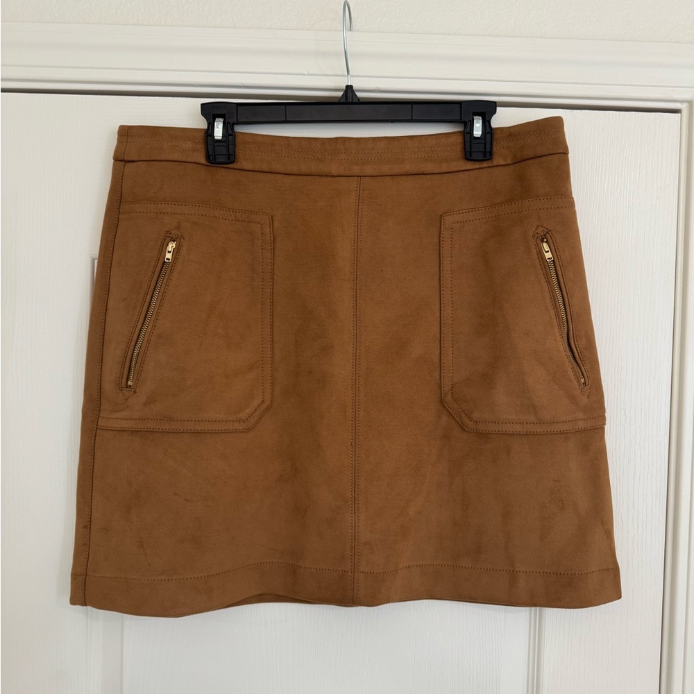 LOFT Brown Suede A-Line Skirt